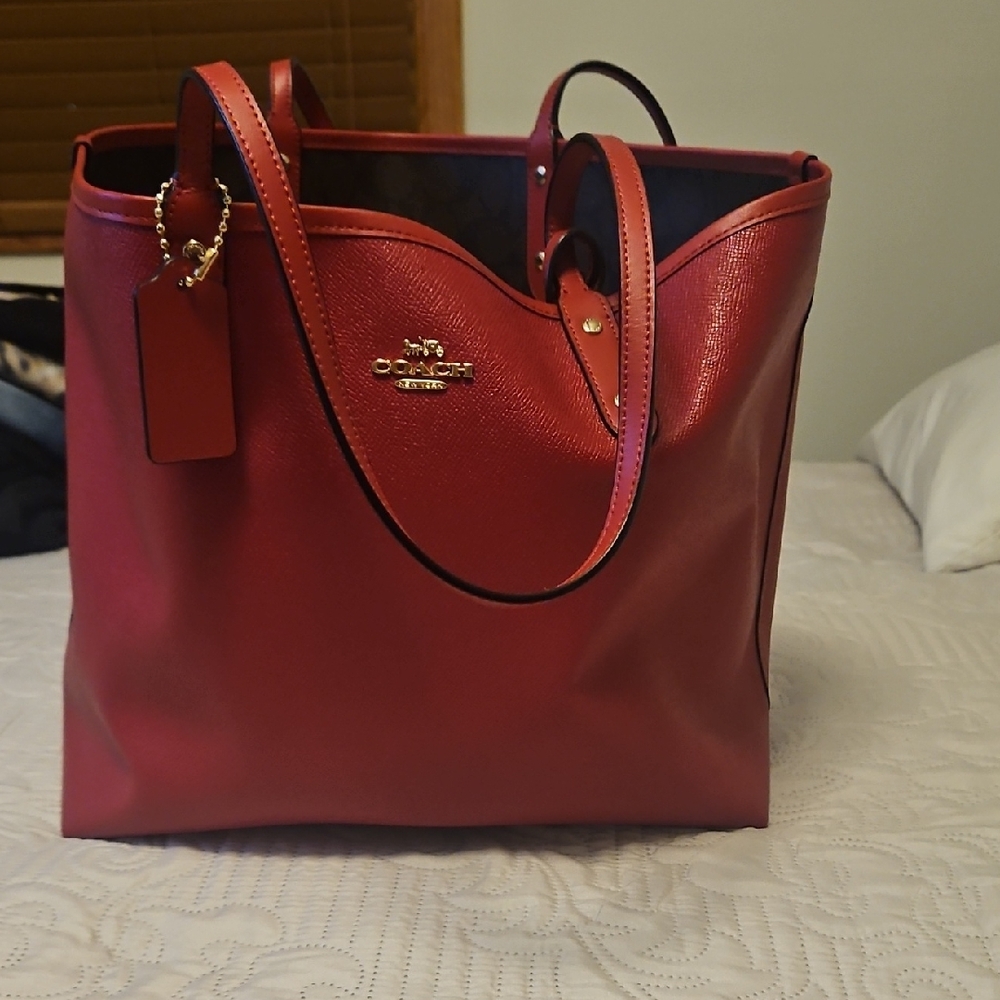 Coach Cherry Red Leather Tote
